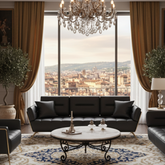 Modern Black Leather Sofa-5