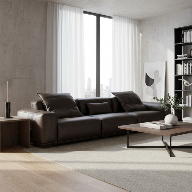4mm Ultra-Thick Full-Grain Leather Modular Sofa